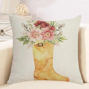 Подушка на пасхальную тематику, наволочка с яйцом и цветком, чехол для загрузки, многоразовое праздничное украшение для дивана, спальни, квадратный плед