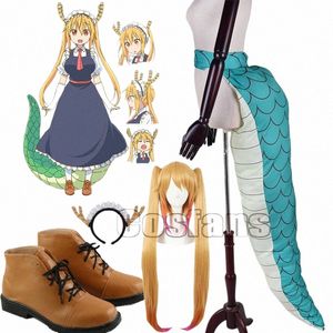 anime Toru Tail Cosplay Shoes Miss Kobayi's Drag Maid Toru Wigs Headwear Drag Accories Halen Carnival Costumes NEW l2k0#