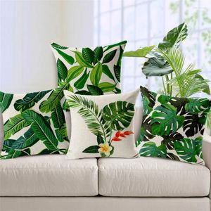 Pillow ZXZXOON Decorative Throw Case Cover Green Leaf Square Home Textile Cushioin For Sofa Bedroom Car 45x45cm