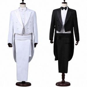 tuxedo Dr Suits Men Embroidery Shiny Lapel Tail Coat Tuxedo Wedding Groom Tailcoats Party Stage Singer Suits Dr Coat Tails P6HO#