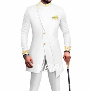 Luksusowe afrykańskie garnitury dla mężczyzn LG Coat Classic Tuxedo Solid Kolor niestandardowy Dwuczęściowe spodnie z kurtką zwykłe Blazer Hombres 17xt#