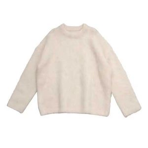 Versátil casual casual alpaca lã lã simples suéter de jumper preguiçoso para mulheres