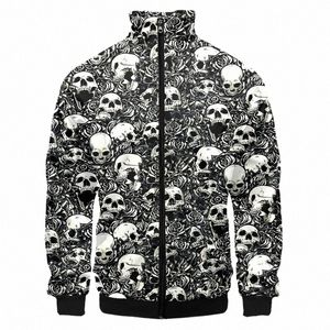 2021 Autumn Winter New Mens Casual Jacket Fi Zip Up Black Skull Caots Man Trend Baseball Bomber Jacket Man Brand Overcoat B3ct#