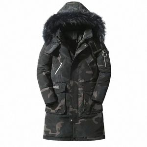 2023 Winter New Lg Mens Down Jackets Mens Casual Slim Fur Collar Thicken Warm Hooded Down Coat Outdoor Camo Print Parkas Coats N17r#