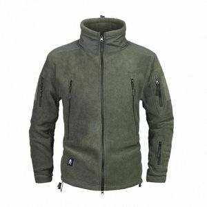 Män vinterkläder förtjockar varm fleece jacka lapptäcke multi fickor Polartec Men's Tactical Jacket och rockar Q172#