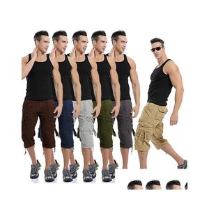 Calças masculinas mans carga cor pura solta capris hip hop skate moda calça para homem gota entrega vestuário roupas dhwgl