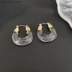 Charm Transparent U-shaped Womens Earring 2024 Fashion New in Hoop Earrings Simplicity Texture Acrylic Jewelry Party Gift Y240328