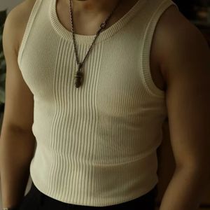 Men Casual Gym Tank Top Fashion Bodybuilding Sleeveless Shirt Basketball Gym T Shirt Fitness Singlets Knitted Vest Man Clothing 240327