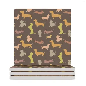 Table Mats Sausage Dog Ceramic Coasters (Square) Mug Mat Christmas Coffee Set