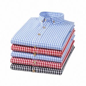 Fino 100% Cott Camisas Xadrez para Homens LG Manga Xadrez Camisa Dr Mens Azul Novas Roupas Masculinas Camisa Butt Up W0J1 #