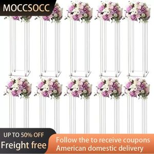 Vases 23inch 10pcs Acrylic Flower Sand Wedding Centerpieces For Tables Clear Column Stand Luxury Decoration Vase Birthday Party