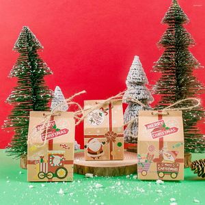 Confezione regalo 10 pezzi di carta Kraft Scatola di pan di zenzero con corde Scatole di bomboniere per caramelle natalizie Decorazioni Noel per la casa