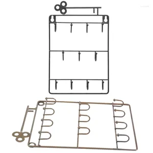 Kleiderbügel, 2 Stück Eisen-Wandhaken, 11 dekorativer Schlüsselhalter, Garderobe, Hutablage, Heimdekoration, Aufbewahrung – schwarze Kupferfarbe