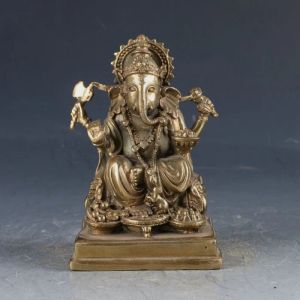 Esculturas de bronze raro da china ganesha vighneshvara fengshui estátua de buda artesanato em metal decorações para casa