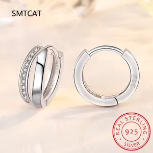 Çember Küpe 925 STERLING Gümüş Bölünmüş Huggie Küpe Kadınlar için Platin Platin Platin Hipoalerjenik Kübik Zirkonya Mini BSE938