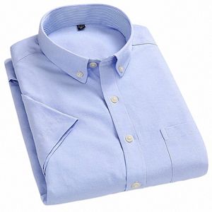 Męski Oxford Letnie Summer Sumpal Shirts Standard-Fit Butt-Down-Down Shirt Classic Single Pocket Confal Shirt 42IP#