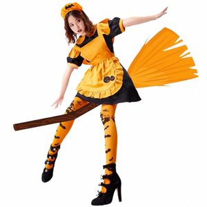 cosplay Bat Vampire Maid Cosplay Halen Costumes Orange Retro Pumpkin Uniform Lolita Maid Dr Party Maid Role Play Outfits 83ao#