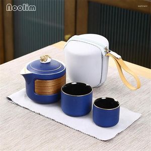Teaware set japansk keramisk reseet Tea Set inklusive 1 potten 2 koppar bärbara kontor Tekanna Tekupor Kettle Water Mug Drinkware