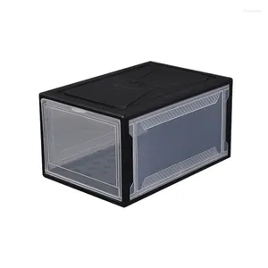 Caixa de sapato de plástico translúcido de armazenamento de cozinha multifuncional casa à prova de poeira preto