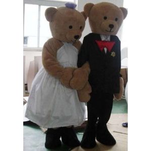 Mascot Costumes Foam 2PC Lovers Bear Doll Cartoon Plush Christmas Fancy Dress Halloween Mascot Costume