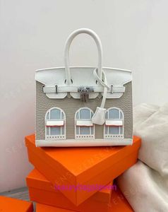 Hremms Birkks Top End Tygväskor för kvinnor Nytt krokodilmönster med Hand House Bag Pack Fashionable Contrast Color Original 1: 1 med riktig logotyp och låda