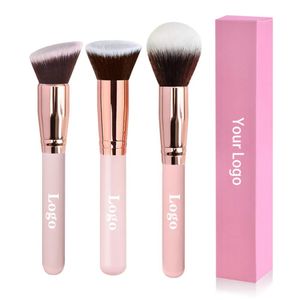 Escova de maquiagem de marca própria fundação Fundação em pó solto Centeado de mistura Brush Tool de maquiagem de beleza rosa