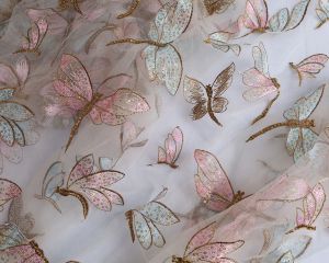 Fabric Sequins Embroidered Mesh Dragonflies Lace Fabric Glitzy Gown Dress Making Fabric Sold By The Yard