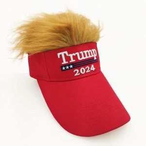 Trump 2024 Embroidery Hat With Hair Baseball Cap Trump Supporter Rally Parade Cotton Hats 11 LL