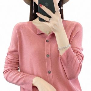 Longming Fi O Neck Wool Cardigan for Women Spring Cardigans Vintage Topps Chic LG Sleeve Solid Sticked Tops Korean Clothes I99f#