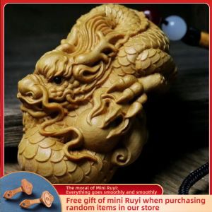 Sculptures Cliff Cypress Wood Carving Fairy Dragon Design Sculpture Hand Piece of Handicraft Pieces Wooden Figurines Statues for Decoration