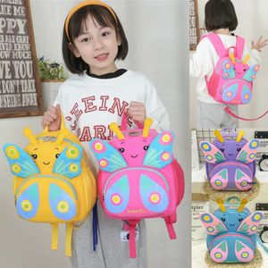 Childrens Backpacks Fashionable Kindergarten Childrens Anti Loss Schoolbags Girls Cute Cartoon Butterfly Backpack 240318