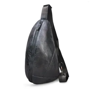 Мужские поясные сумки из натуральной кожи, повседневная треугольная сумка на груди, 7 дюймов, дизайн для планшета, на одно плечо, модная сумка через плечо, мужская дневная сумка 5059