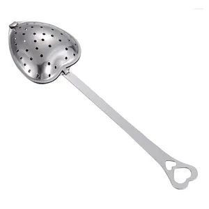 Tea Scoops Strainer Spoon Loose Leaf Infuser Stainless Heart-shaped Long Handle Reusable Steeper Small Mesh Holes