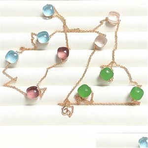 Colares Pingente 90cm Candy Square Sweater Chain para Mulheres Mix Cores Colorf Cristal Longo Boho Estilo Colar Drop Delivery Jóias P OT45L