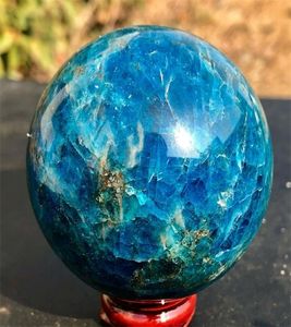 Sfera di guarigione reiki in cristallo con sfera di pietra di apatite blu naturale da 4550 mm T2001177720488