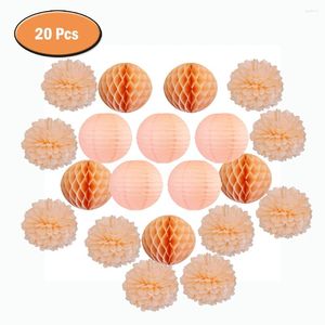 Party Decoration 20 PCS Peach Paper Ball Decorations 20cm Hängande bikakbollar Vävnadspommer och lyktor för bröllopsbabysdekor