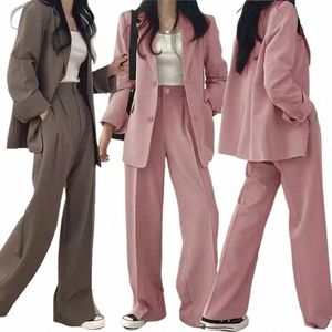 Queda Fi LG Manga Blazer Mujer Pant Define Blazers Mulheres 2024 Casual Womens 2 Piece Outfit Set Suits Outwear p7j3 #