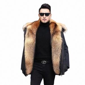 Giacca invernale Uomo Abbigliamento 2023 Fi Fodera in pelliccia sintetica Parka con cappuccio Cappotto spesso solido Maschio Y122 y4JE #