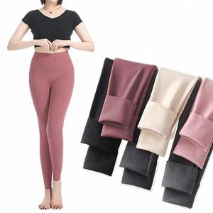 Leggings Calças Mulheres Calças Quentes Slim Fit Render Calças Elasticidade Cor Sólida Cintura Alta Lgs Outono Inverno Slack Plus Size b31j #