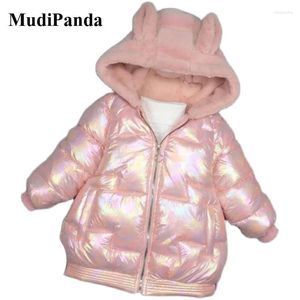 Daunenmantel MudiPanda Mädchen-Outwear-Kleidung Winter Weihnachten 2024 Kinder helles Gesicht Baumwolle gepolstert mit Jacke