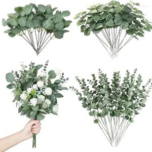 Decorative Flowers 30/60pcs 3 Kinds Artificial Eucalyptus Stems Leaves Branches Silk Plant Bouquet For Vase Wedding Flower Floral