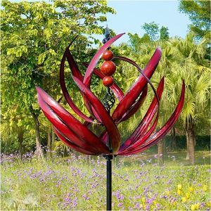 Decorazioni da giardino Spinner del mulino a vento della scultura del metallo del rotatore del vento di Harlow con il paletto per la decorazione esterna del patio del cortile