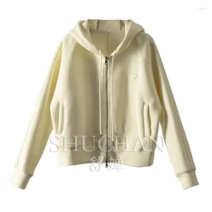 Damen Hoodies 2024 Streetwear Damen Sweatshirt BAUMWOLLE POLYESTER Zip Up Hoodie Kleidung für Sweatshirts