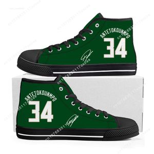 バスケットボールミルウォーキーハイトップスニーカーメンズレディースティーンエイジャーgiannis antetokounmpo no 34キャンバススニーカーシューズカスタムシューズ