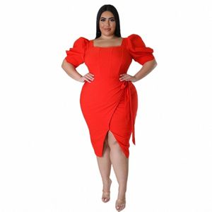 SOMO 5XL CLUB bär Slim Sexy Dres Plus Size For Women Clothing Square Collar Summer Split Dr 2023 Wholesale Dropship N7V4#