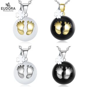 Eudora 20 mm Harmonie-Bola-Kugel, Baby-Fußabdrücke, Schwangerschaftsglockenspiel, Engelsrufer, mexikanischer Anhänger, Halskette, edler Schmuck für Frauen 240329