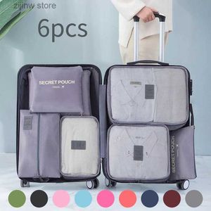 Outra organização de armazenamento doméstico 6pcs organizador de viagem sacos de armazenamento portátil malas de viagem organizador saco de viagem para mulheres organizador de bagagem roupas sapatos saco y2