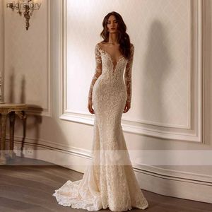 Urban Sexy Dresses Sweetheart Wedding Backless Bridal Gowns Lace Appliques Long Sleeves Mermaid 2024 Exquisite Vestidos De Novia 2023 yq240329