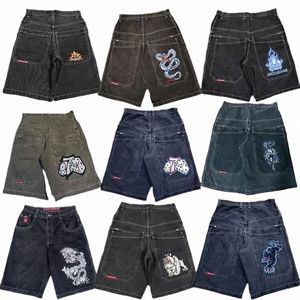 jnco Shorts Y2K Hip Hop Pocket Baggy Denim Gym Shorts Men Women 2023 Summer New Harajuku Gothic Men Basketball Shorts Streetwear B5VU#