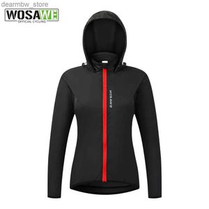 Cycling Jackets WOSAWE Ladies Cycling Jackets Hooded Riding Waterproof Windproof Bike Clothing Long Sleeve Jerseys Reflective Wind Coat24329